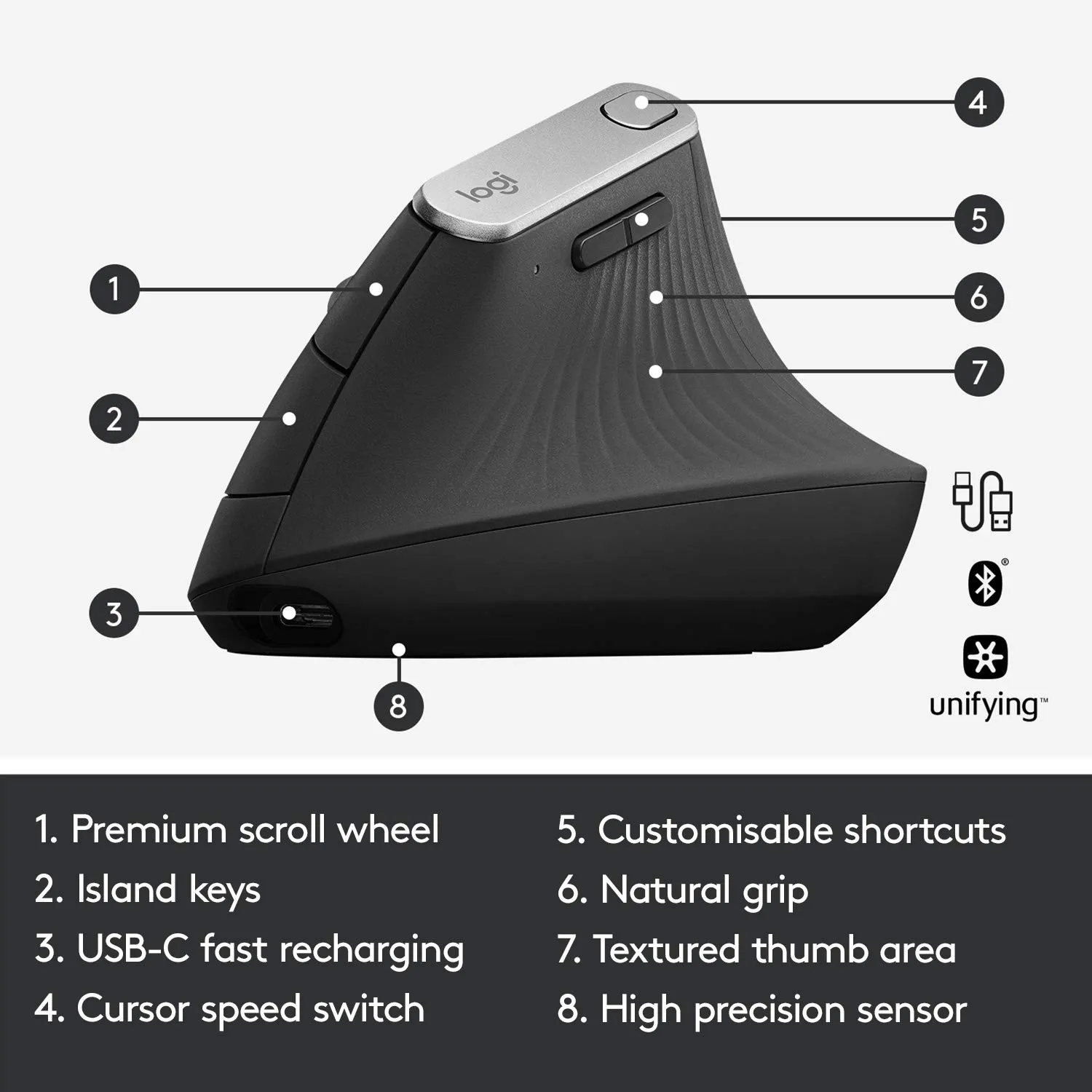 Logitech Wireless Mouse MX Vertical Ergo (Open Box) view 4